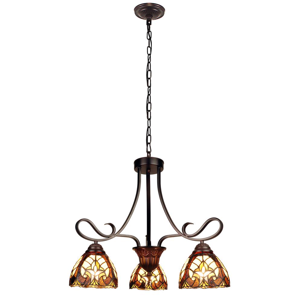 Victorian-Style 3-Light Antique Dark Bronze Finish Mini Chandelier 25" Wide. Picture 1