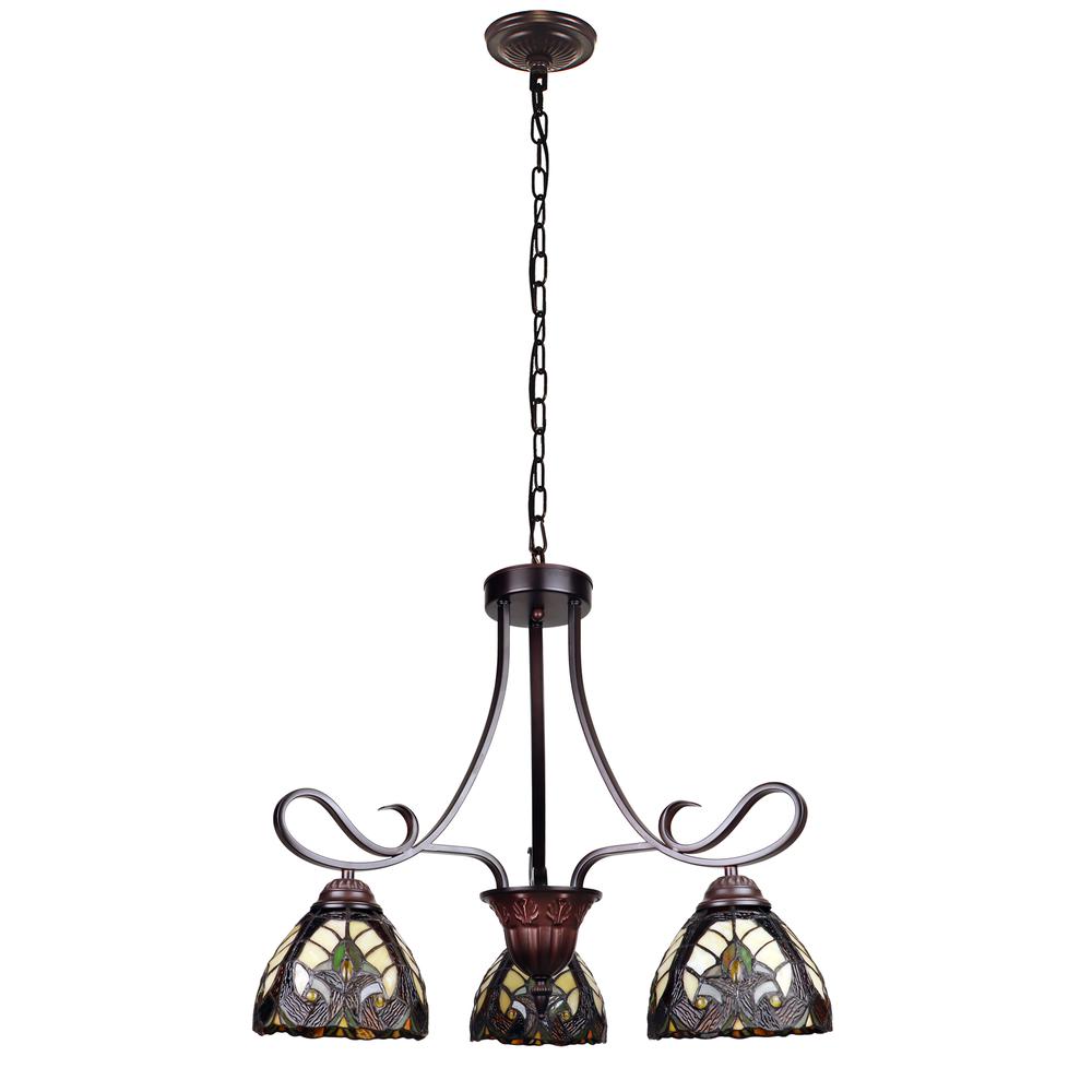 Victorian-Style 3-Light Antique Dark Bronze Finish Mini Chandelier 25" Wide. Picture 2