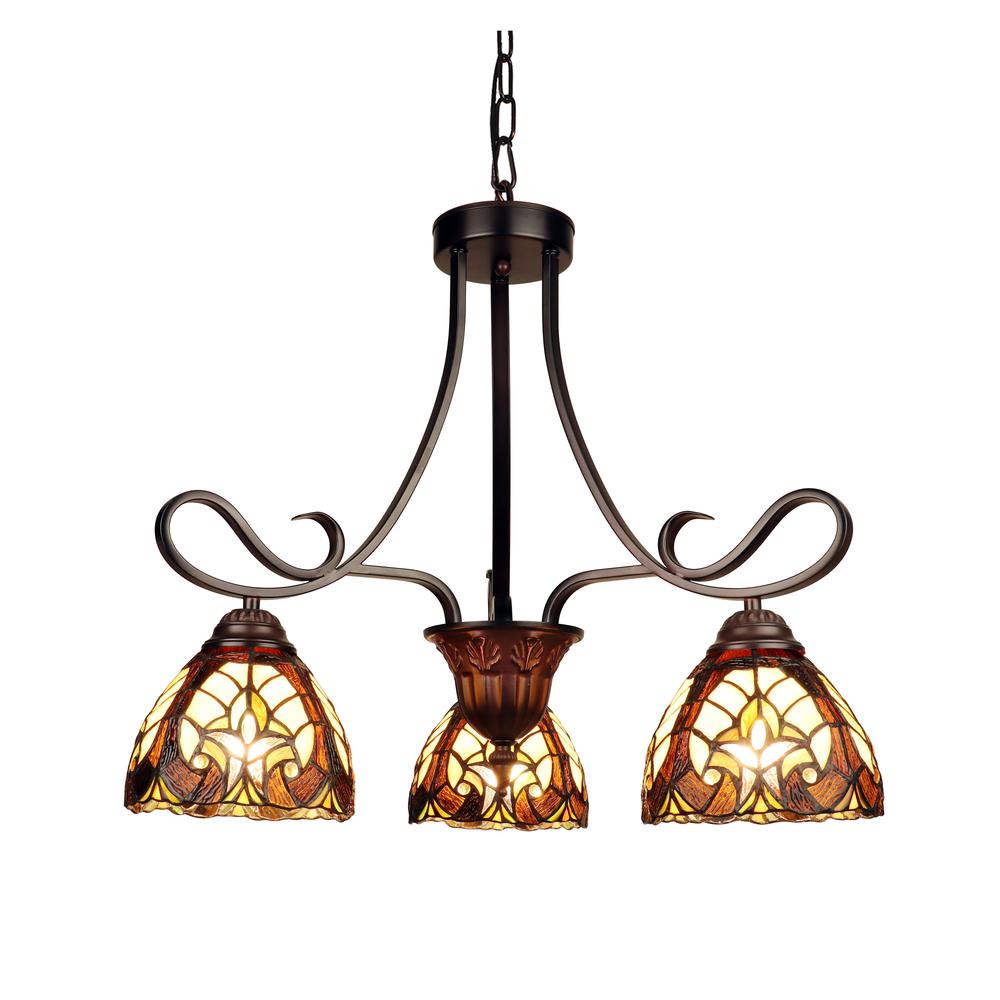 Victorian-Style 3-Light Antique Dark Bronze Finish Mini Chandelier 25" Wide. Picture 4