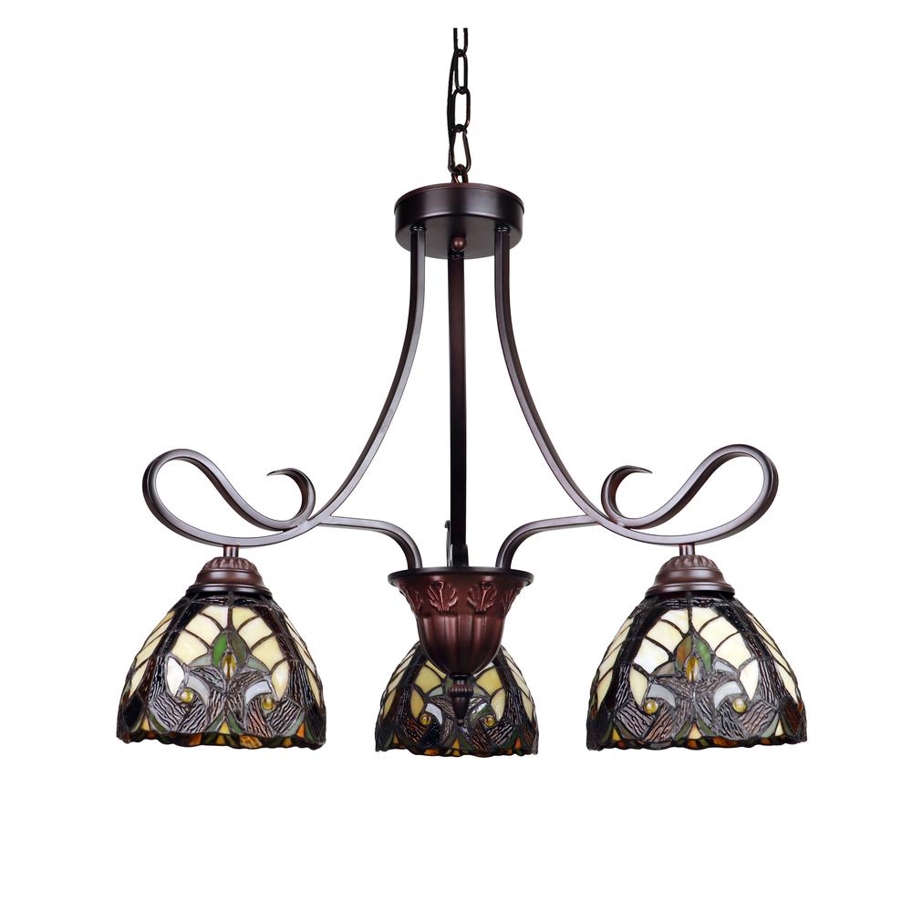 Victorian-Style 3-Light Antique Dark Bronze Finish Mini Chandelier 25" Wide. Picture 3