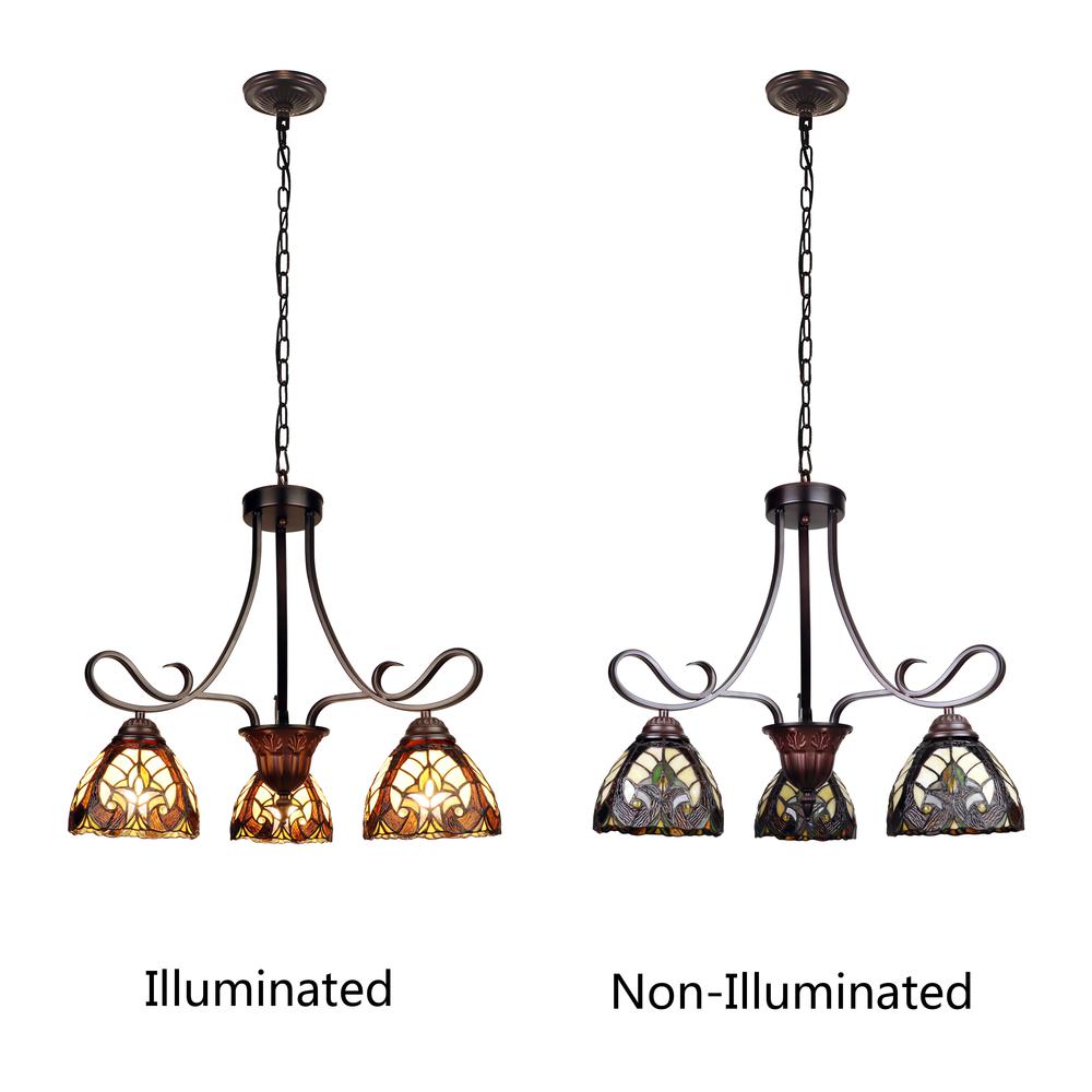 Victorian-Style 3-Light Antique Dark Bronze Finish Mini Chandelier 25" Wide. Picture 6