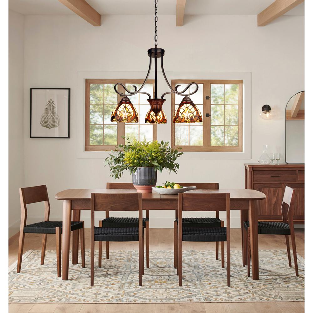 Victorian-Style 3-Light Antique Dark Bronze Finish Mini Chandelier 25" Wide. Picture 9