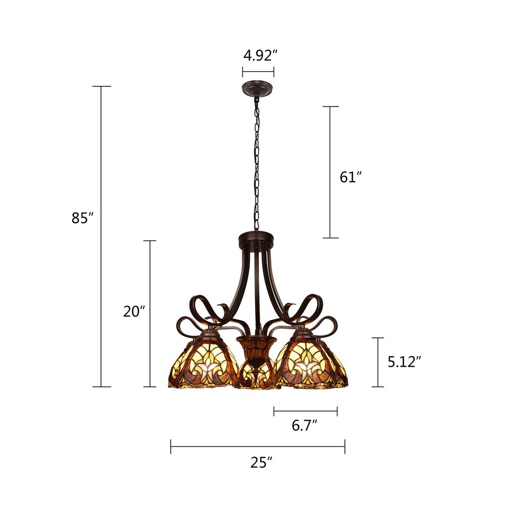 Victorian-Style 5-Light Antique Dark Bronze Finish Large Chandelier 25" Wide. Picture 7