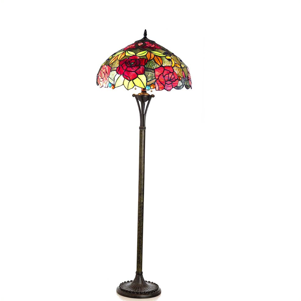 PEGGY Tiffany-style 2 Light Roses Floor Lamp 18" Shade. Picture 1