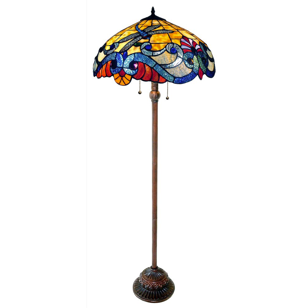 2 Light Tiffany-style Dragonfly Floor Lamp 18" Shade. Picture 1