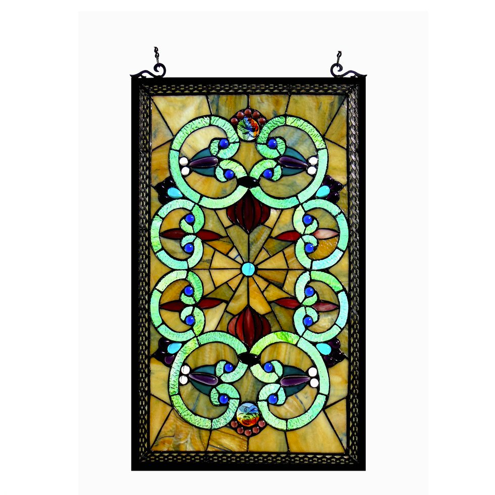 HEATHER Tiffany-glass Victorian Window Panel 17x28. Picture 1
