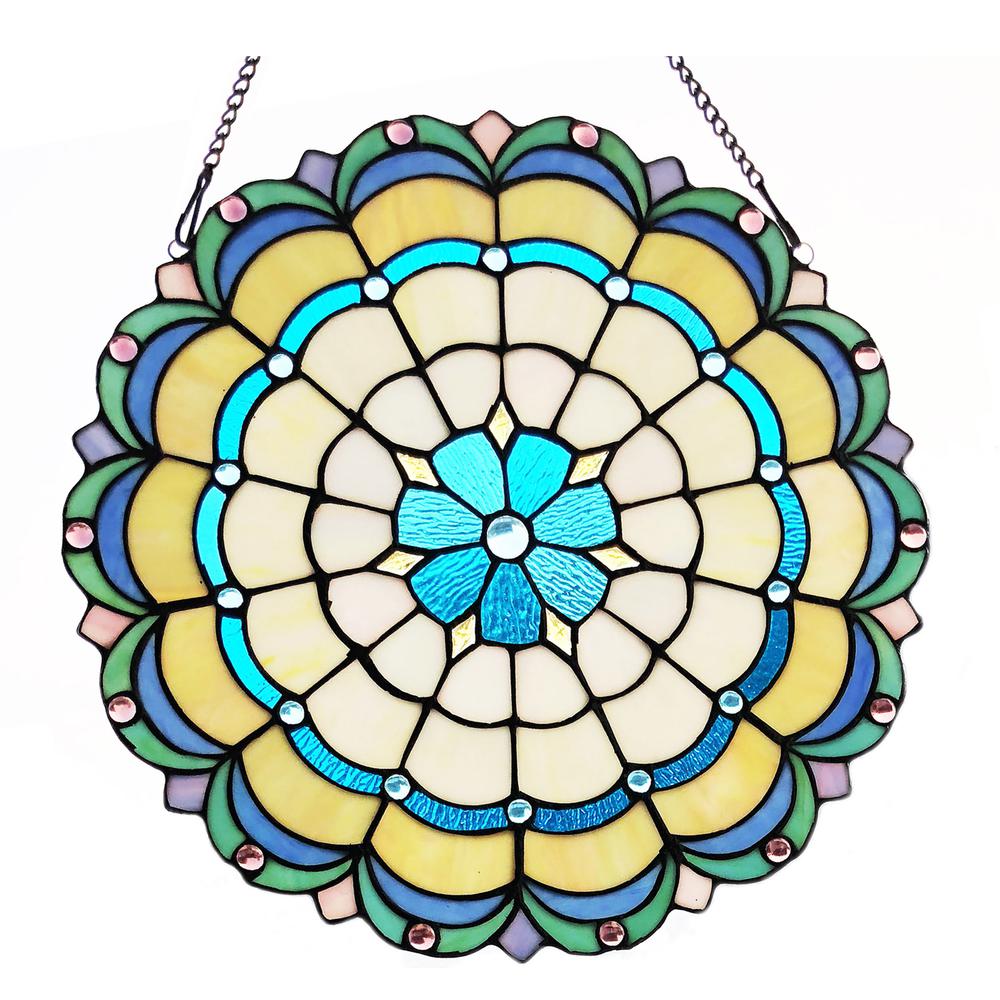 DAKOTA Victorian Tiffany-glass Window Panel 18" Wide. Picture 1