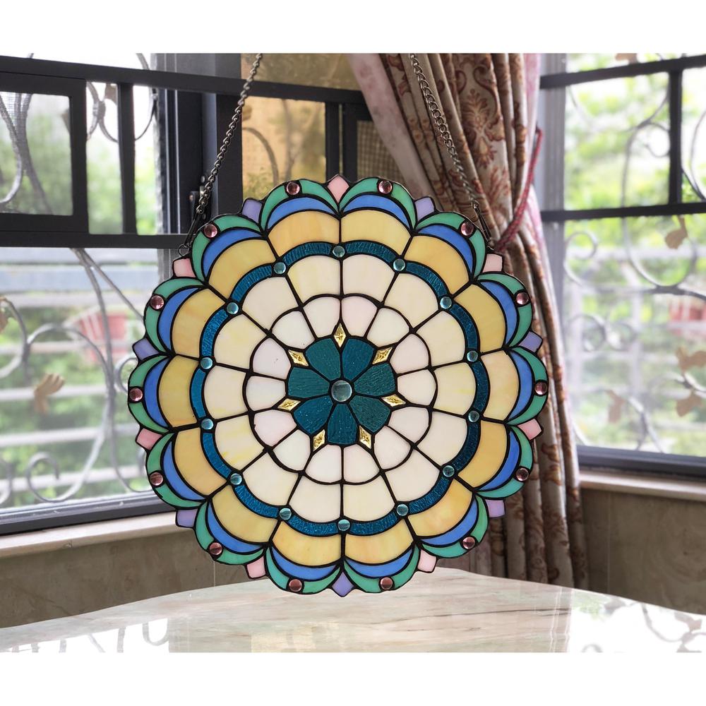 DAKOTA Victorian Tiffany-glass Window Panel 18" Wide. Picture 2