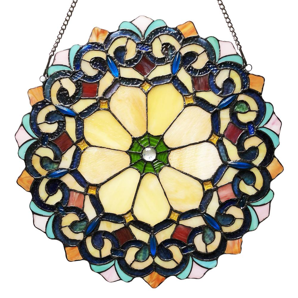 AYLA Victorian Tiffany-glass Window Panel 18" Wide. Picture 3