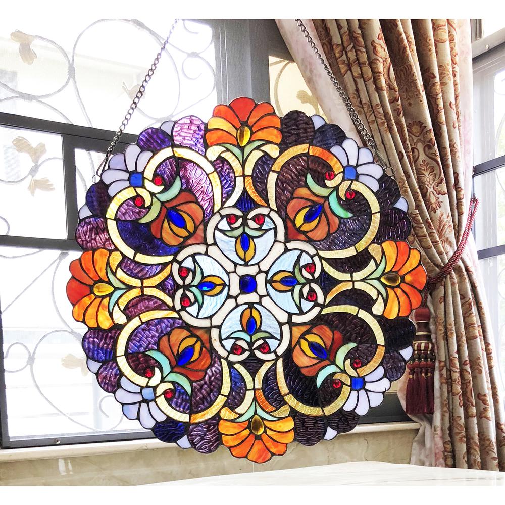 ANGELA Victorian Tiffany-glass Window Panel 21" Wide. Picture 2