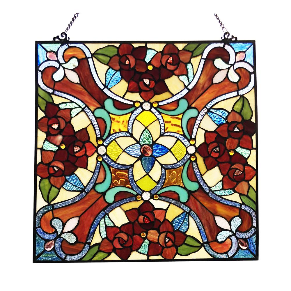 NOELLE Victorian Tiffany-glass Window Panel 20" Wide. Picture 1