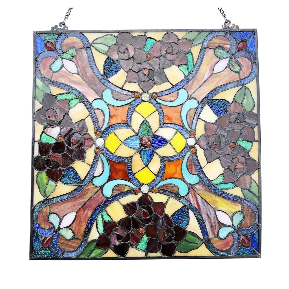 NOELLE Victorian Tiffany-glass Window Panel 20" Wide. Picture 3