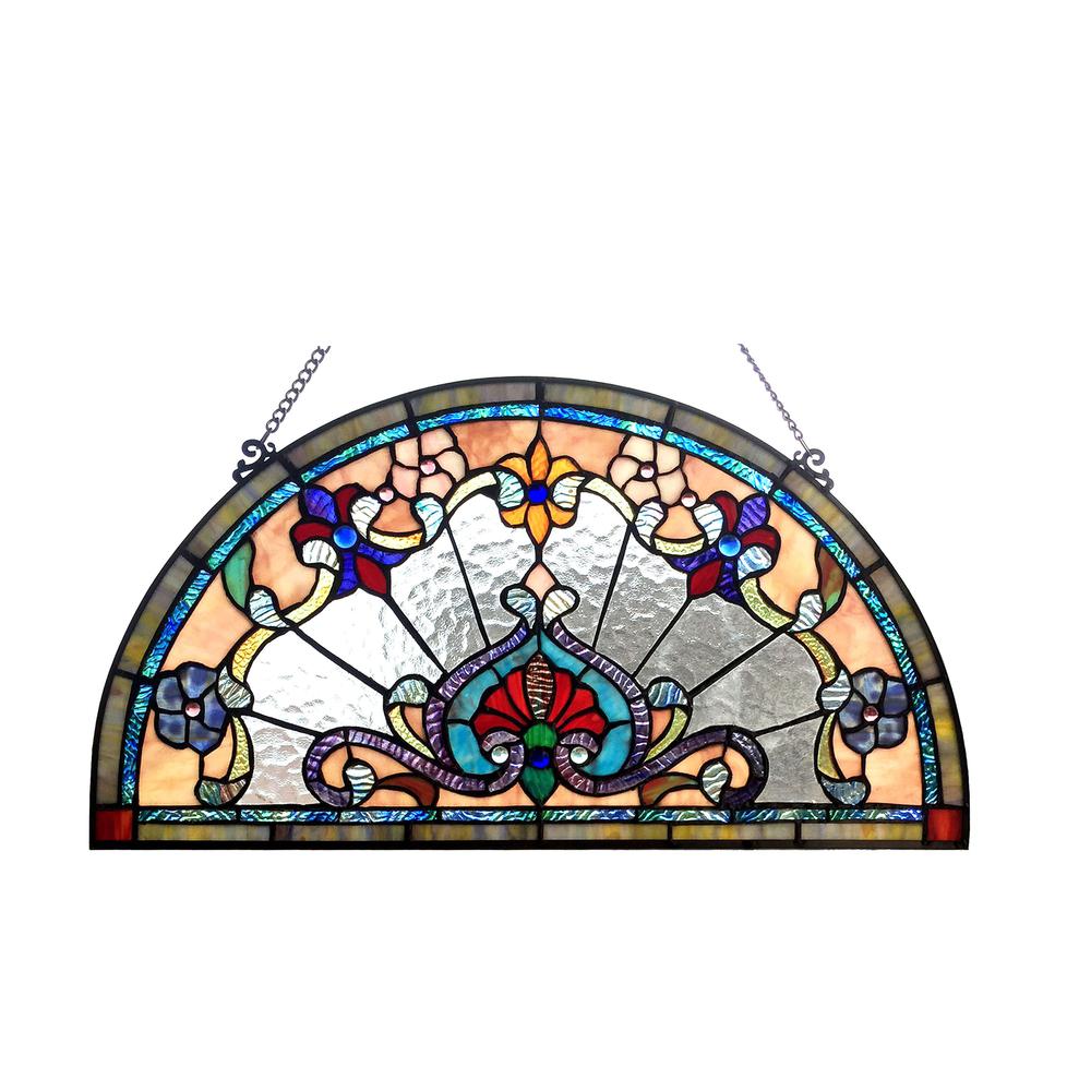 EMERSYN Victorian Tiffany-glass Window Panel 24" Wide. Picture 1