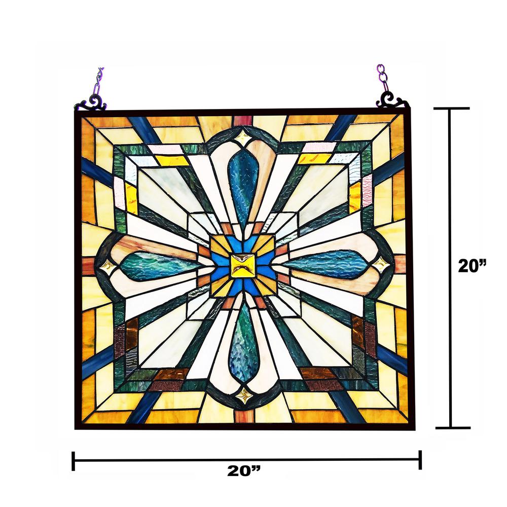 CHLOE Lighting ARCHIE Tiffany-Style Mission Stained Glass Window Panel 20" Height. Picture 4