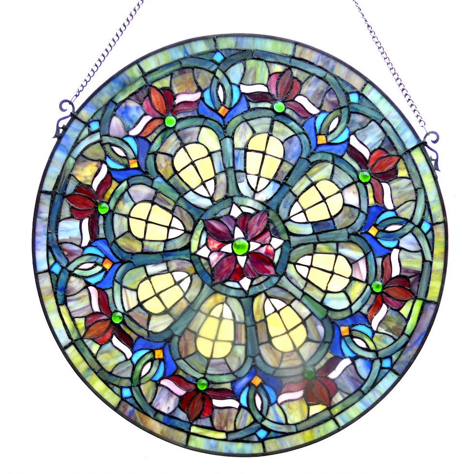 Tiffany-glass Baroque Window Panel 24". Picture 1