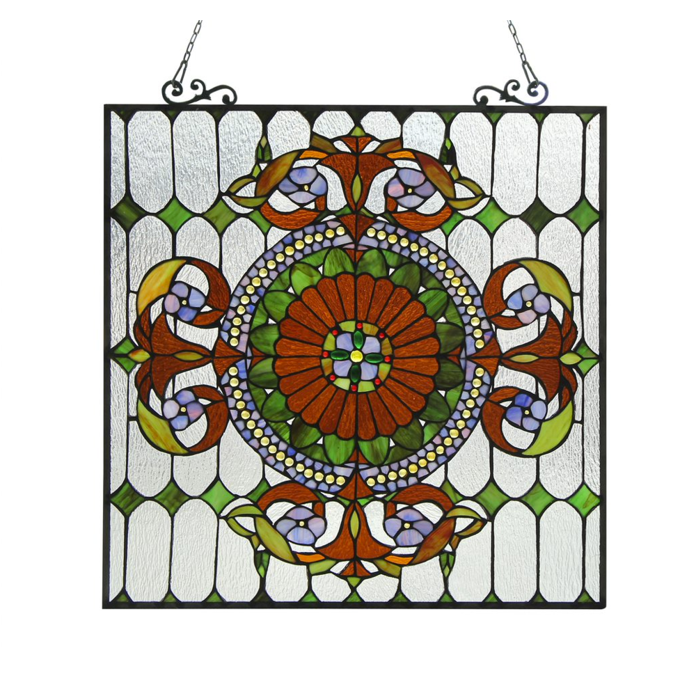 Tiffany-glass Victorian Window Panel 25x25. Picture 1