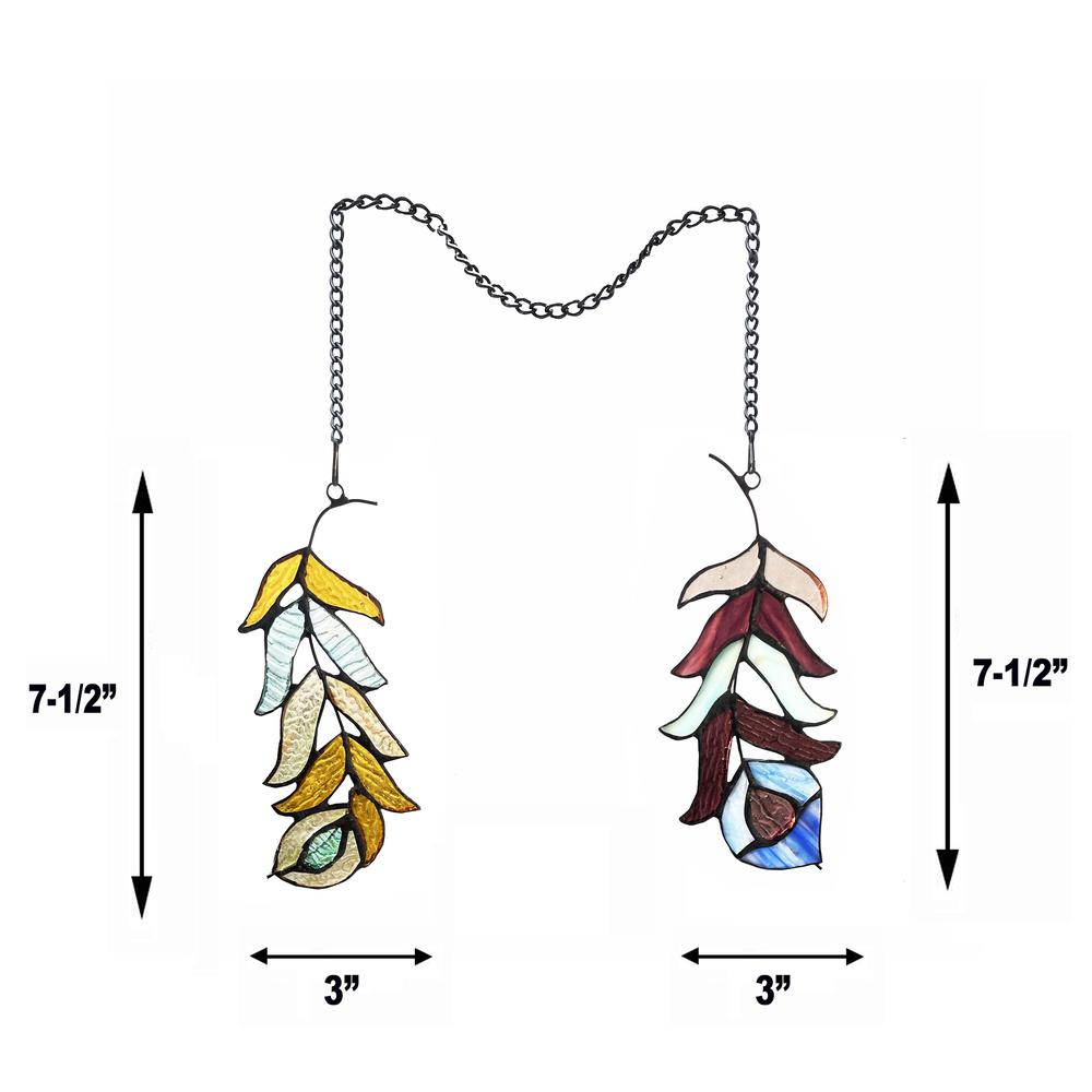 CHLOE Lighting FEATHER Tiffany-Style Stained Glass Window Panels, 7" Tall. Picture 5