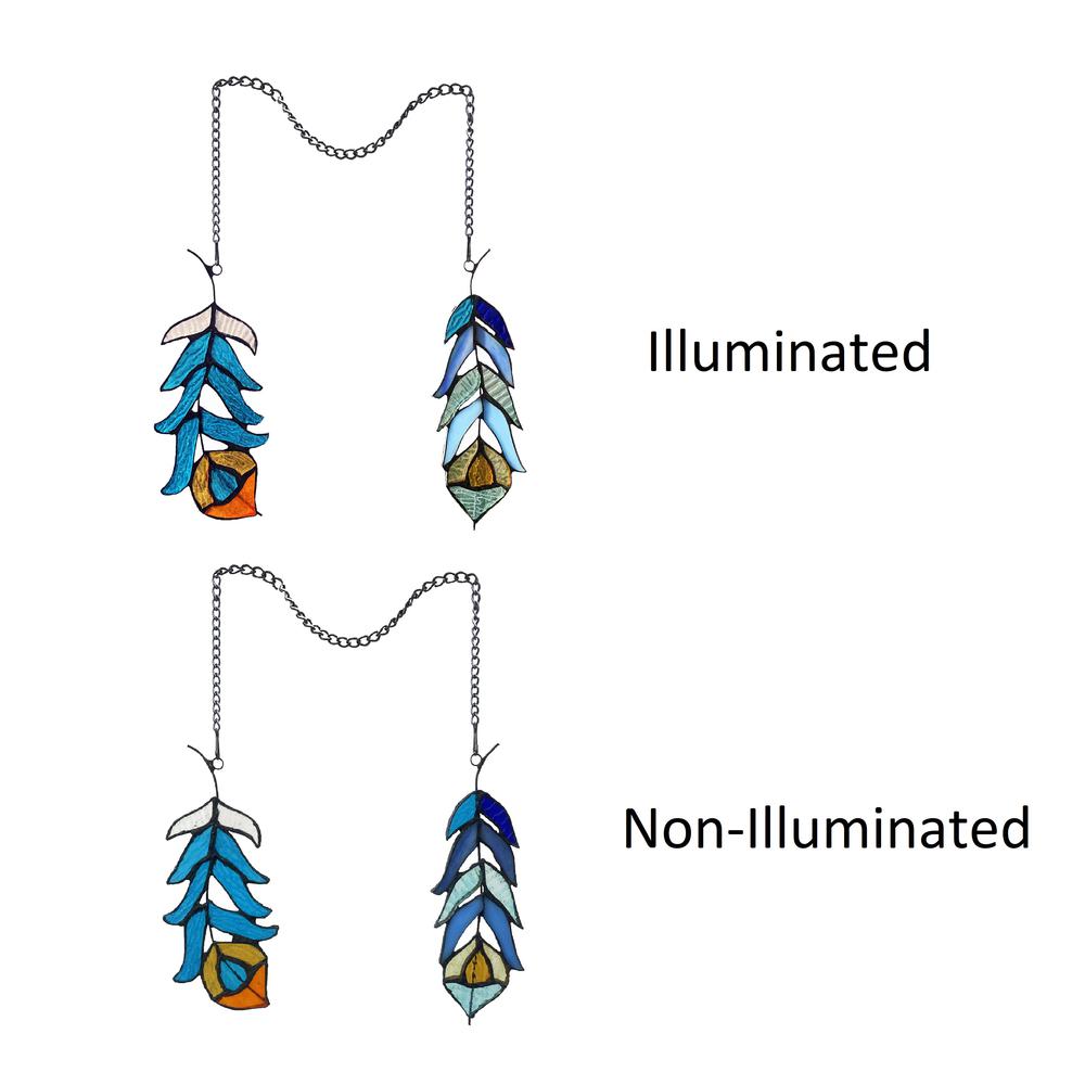 CHLOE Lighting FEATHER Tiffany-Style Stained Glass Window Panels 7" Tall. Picture 3