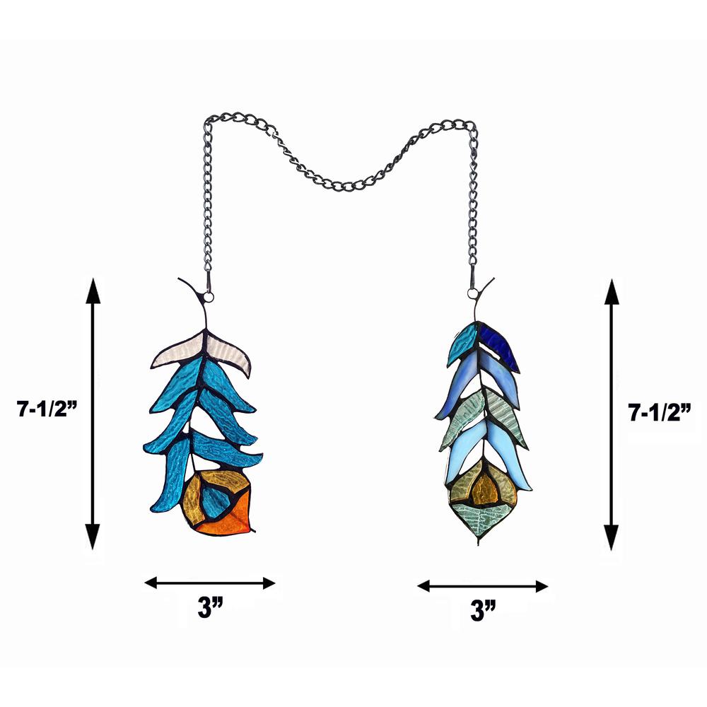 CHLOE Lighting FEATHER Tiffany-Style Stained Glass Window Panels 7" Tall. Picture 7