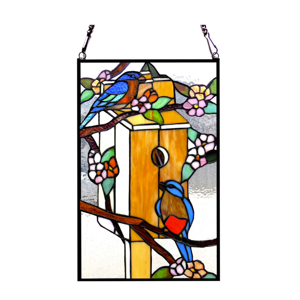 HOME Tiffany-glass Window Panel 12x19. Picture 1