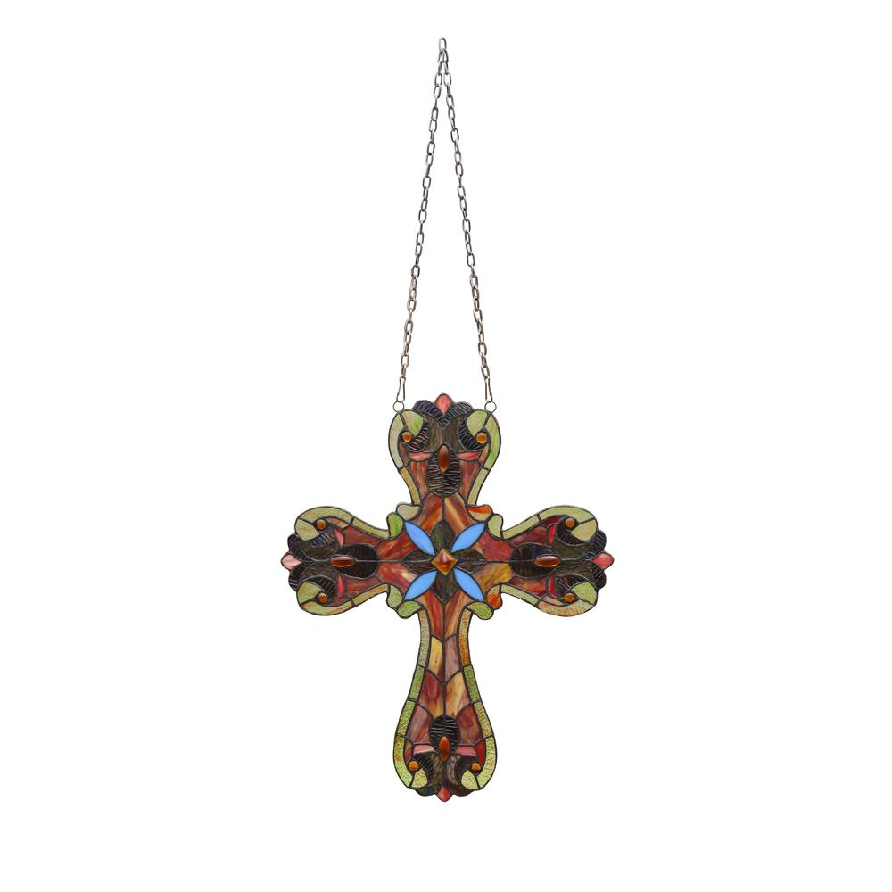 CHLOE Lighting ADELA Victorian Tiffany-style Stained Glass Window Panel 20" Tall. Picture 2