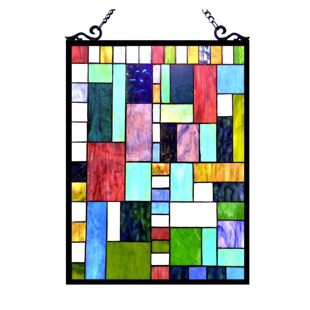PICASSO Tiffany-glass Rectangle Window Panel 18x24. Picture 1