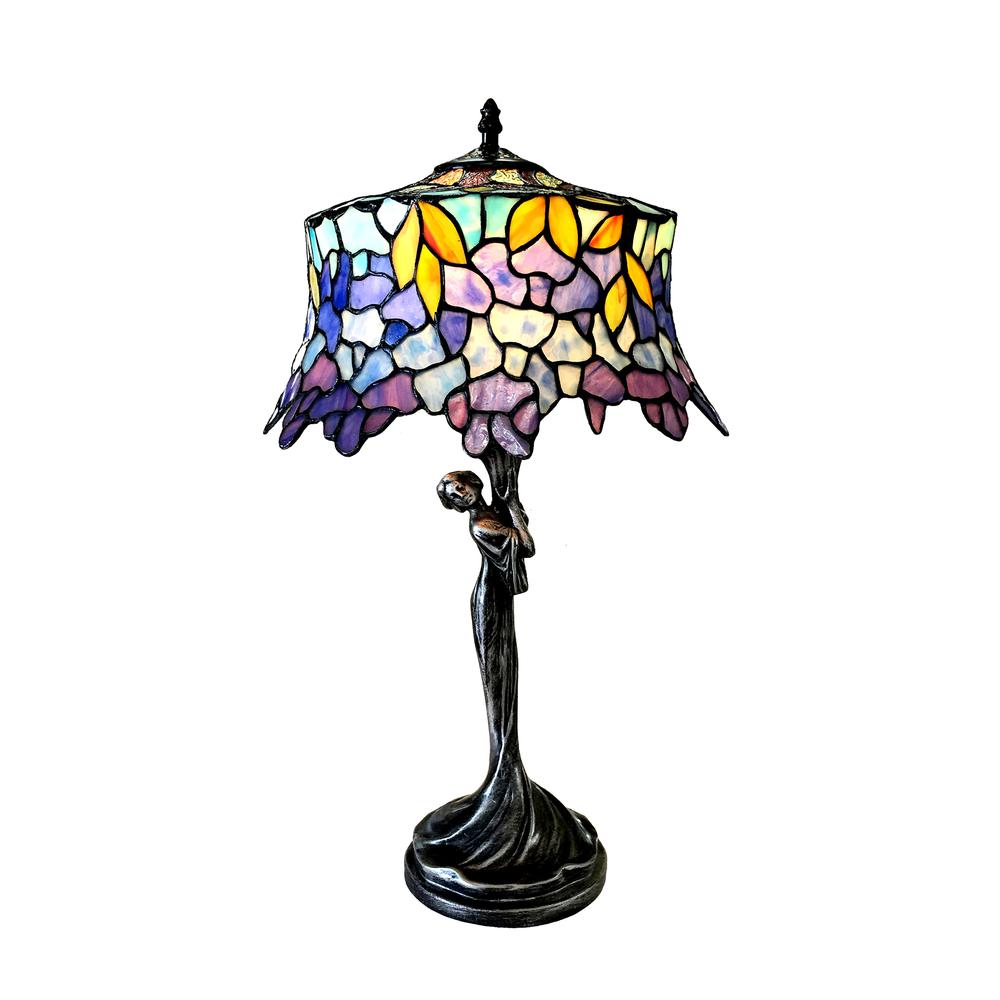 SOPHIA Wisteria 1 Light Antique Dark Bronze Accent Lamp 13" Shade. Picture 1