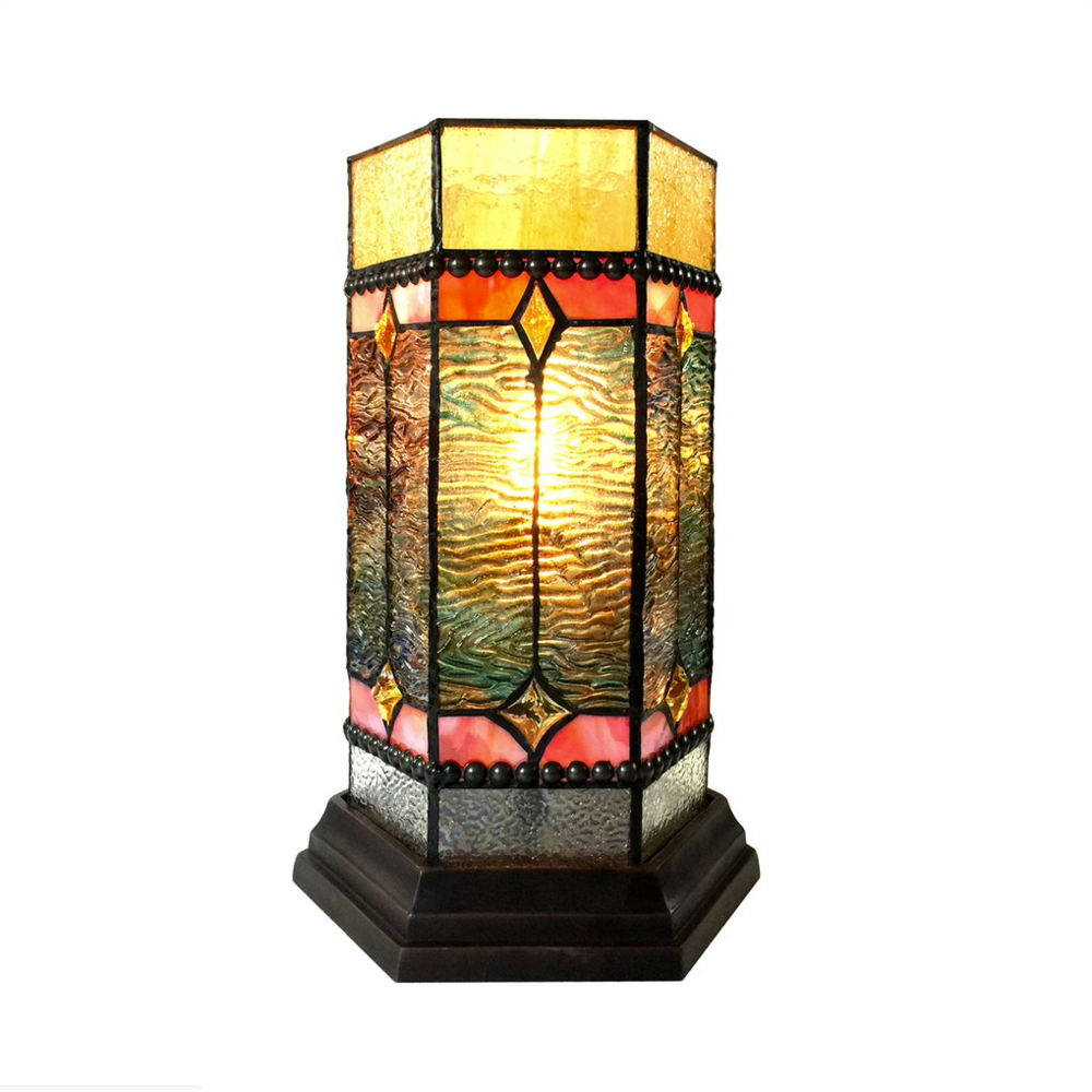 NEILSON Tiffany-glass Accent Pedestal 1 Light Mission table lamp 14" Tall. Picture 1