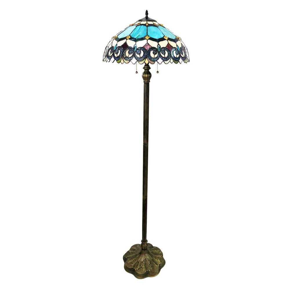 AUBREY Victorian 2 Light Antique Dark Bronze Floor Lamp 18" Shade. Picture 3