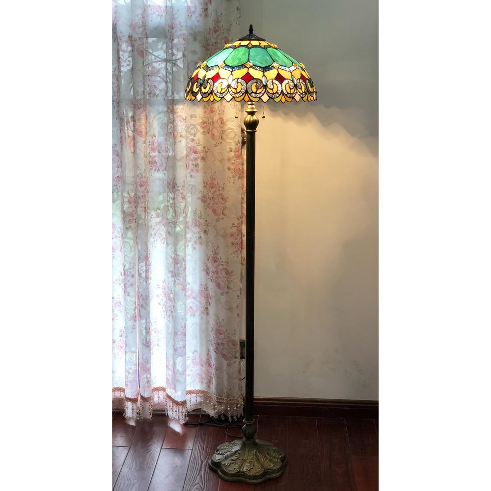 AUBREY Victorian 2 Light Antique Dark Bronze Floor Lamp 18" Shade. Picture 2