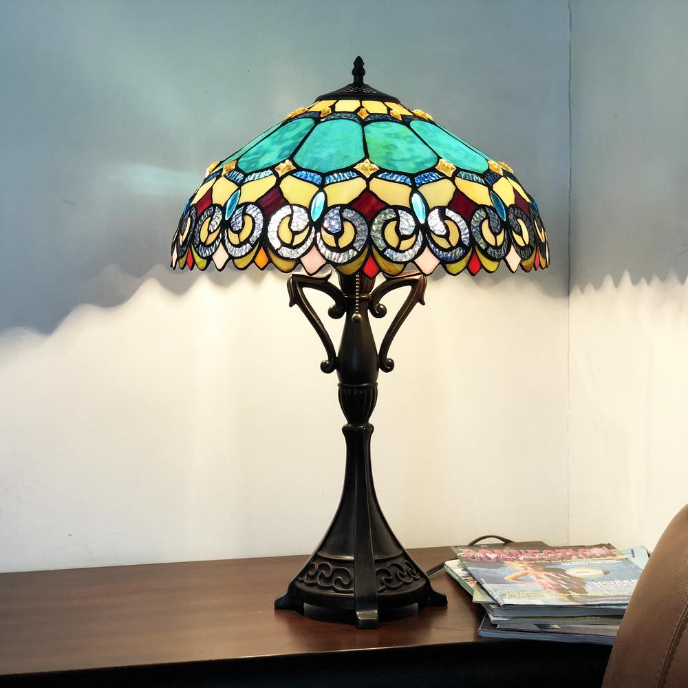 AUBREY Victorian 2 Light Antique Dark Bronze Table Lamp 18" Shade. Picture 2