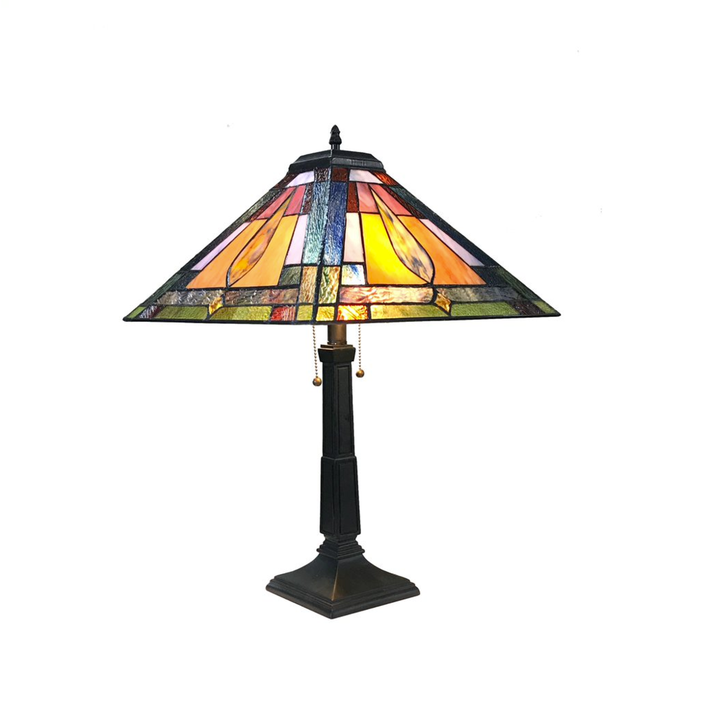 FLEMINGTiffany-style 2 Light Mission Table Lamp 16" Shade. Picture 1