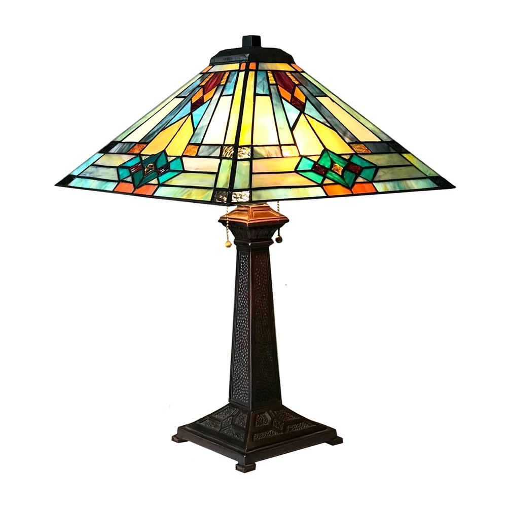 MASON Mission 2 Light Antique Dark Bronze Table Lamp 16" Shade. Picture 1