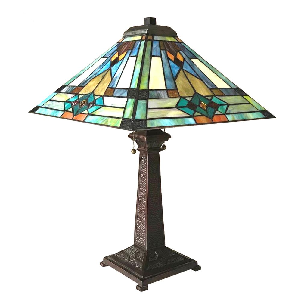 MASON Mission 2 Light Antique Dark Bronze Table Lamp 16" Shade. Picture 3