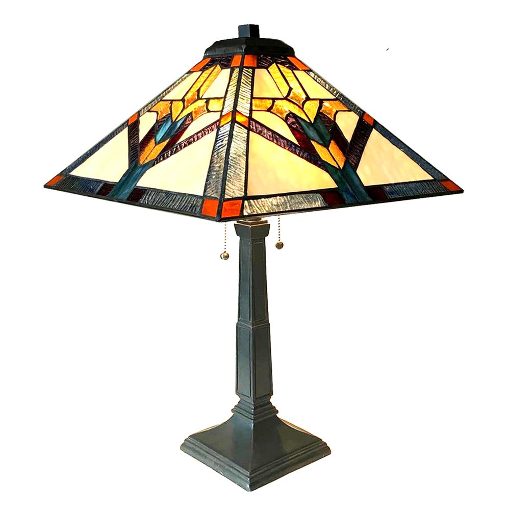 SHAY Mission 2 Light Antique Dark Bronze Table Lamp 16" Shade. Picture 1