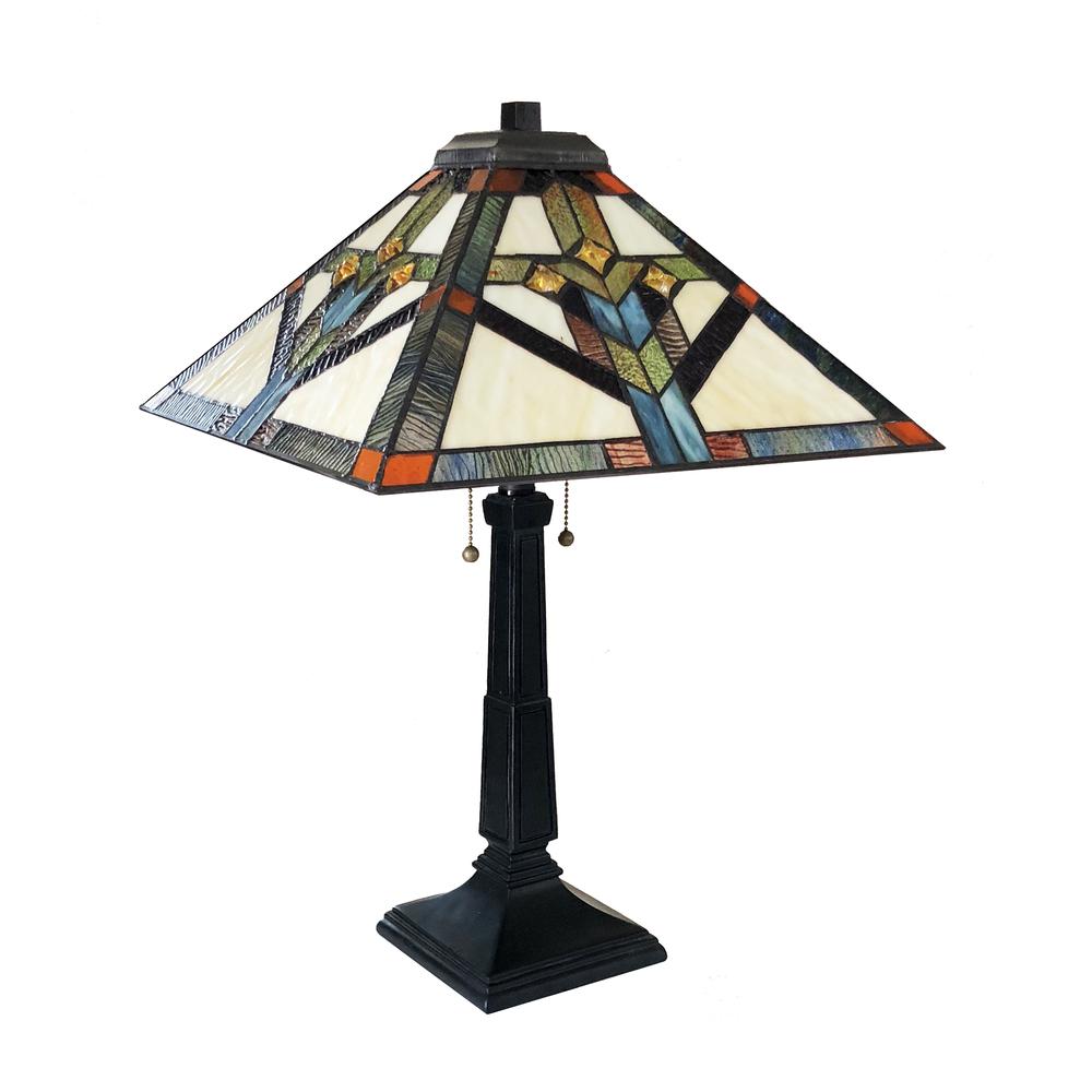 SHAY Mission 2 Light Antique Dark Bronze Table Lamp 16" Shade. Picture 3