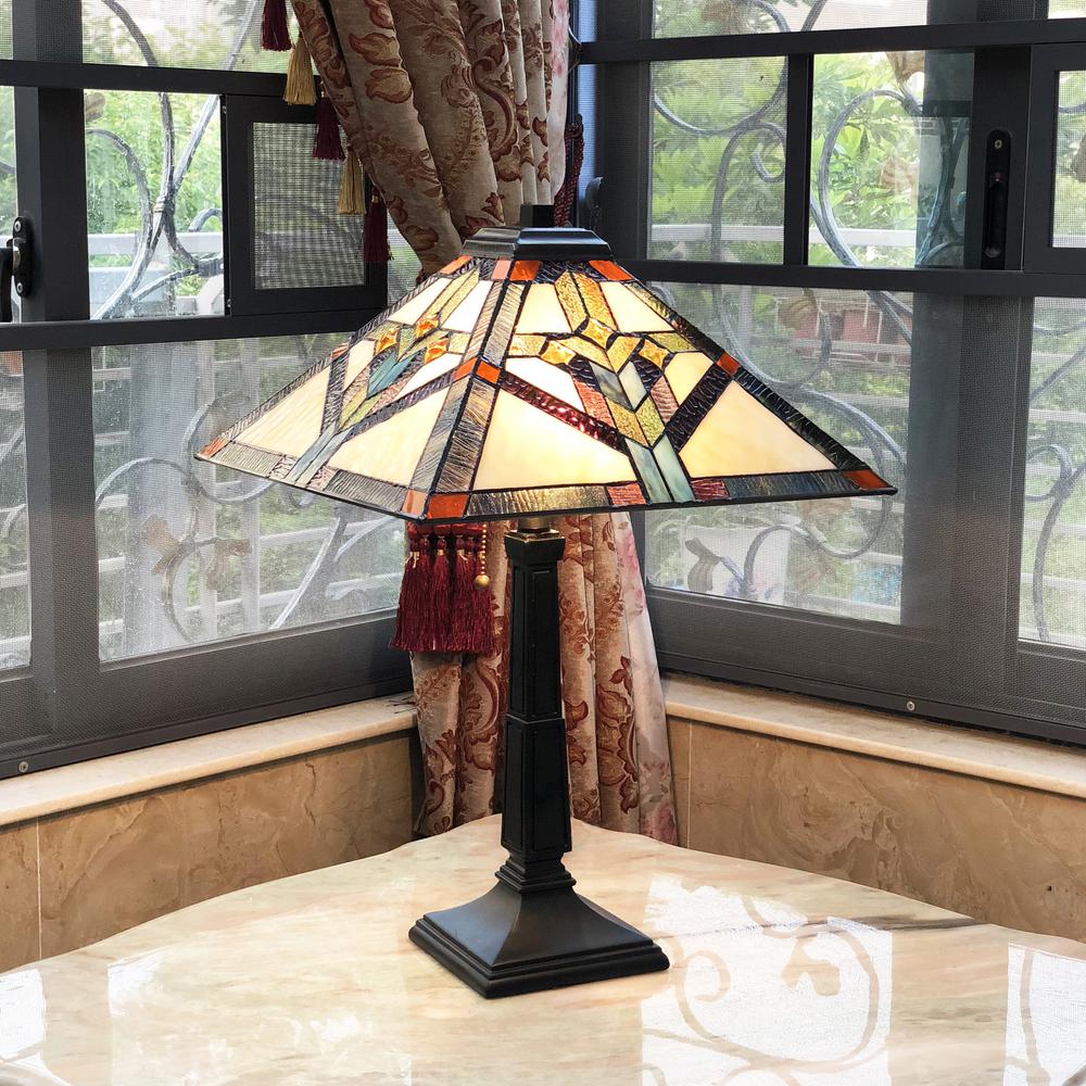 SHAY Mission 2 Light Antique Dark Bronze Table Lamp 16" Shade. Picture 2
