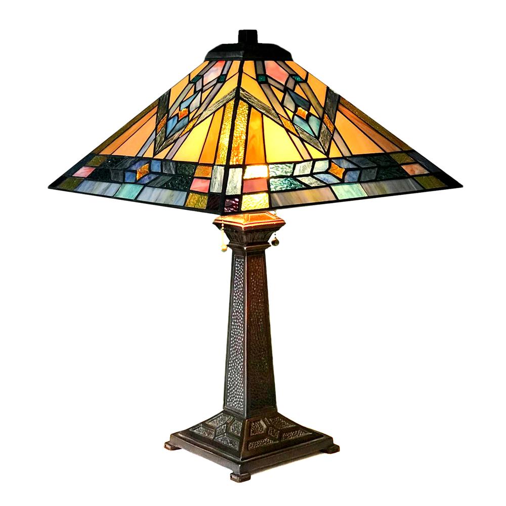 MICHAEL Mission 2 Light Antique Dark Bronze Table Lamp 16" Shade. Picture 1