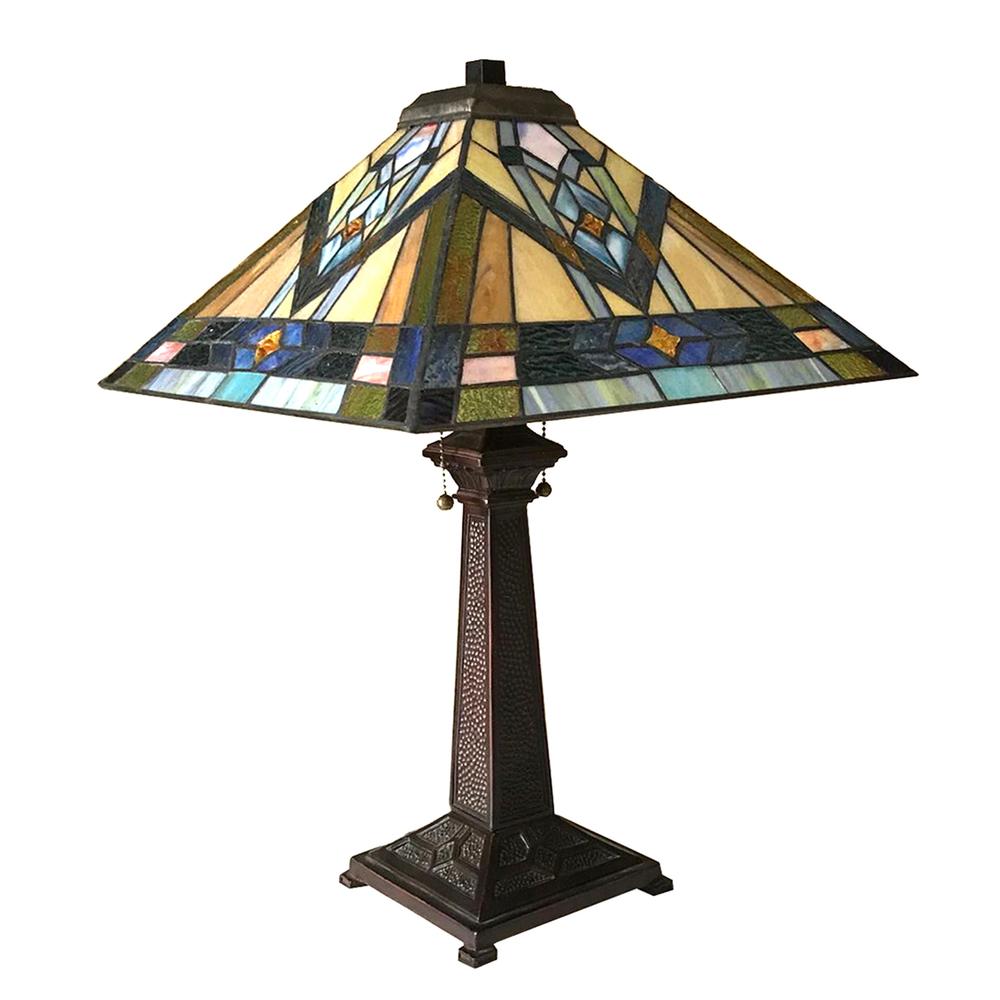 MICHAEL Mission 2 Light Antique Dark Bronze Table Lamp 16" Shade. Picture 3