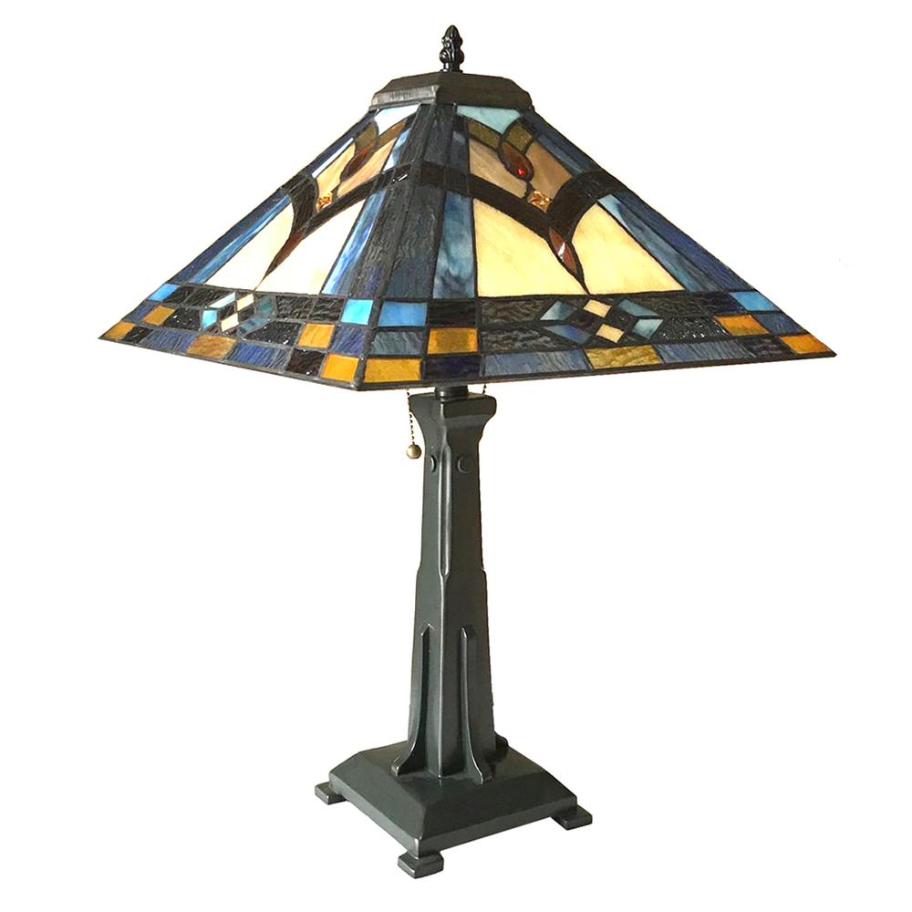 ETHAN Mission 2 Light Antique Dark Bronze Table Lamp 16" Shade. Picture 3