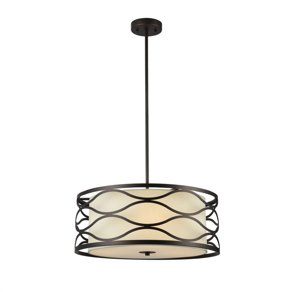 GWEN Transitional 3 Light Rubbed Bronze Ceiling Pendant 20" Wide. Picture 1
