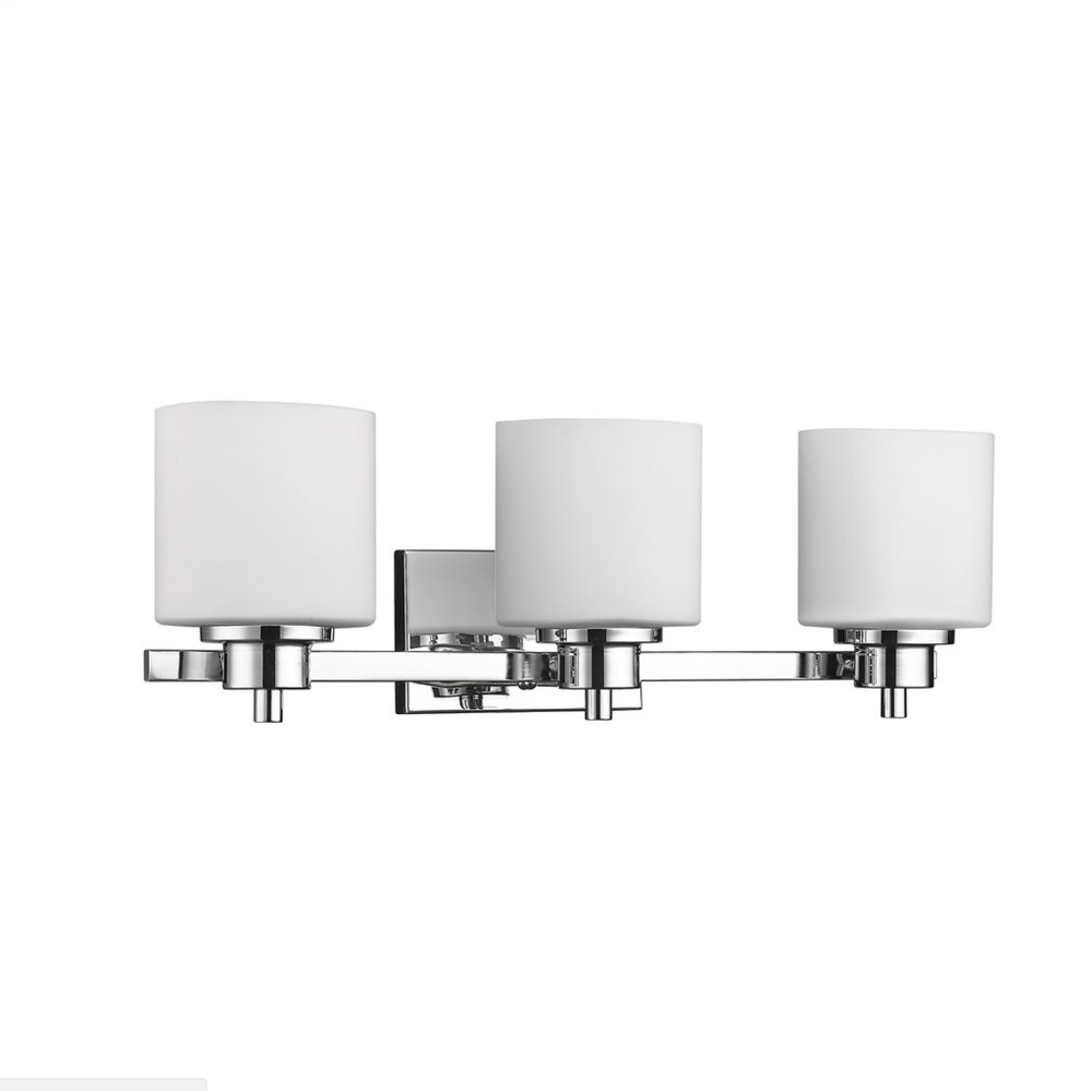 SOLBI Contemporary 3 Light Chrome Finish Bath Vanity Wall Fixture White Alabaster Glass 24" Wide. Picture 1