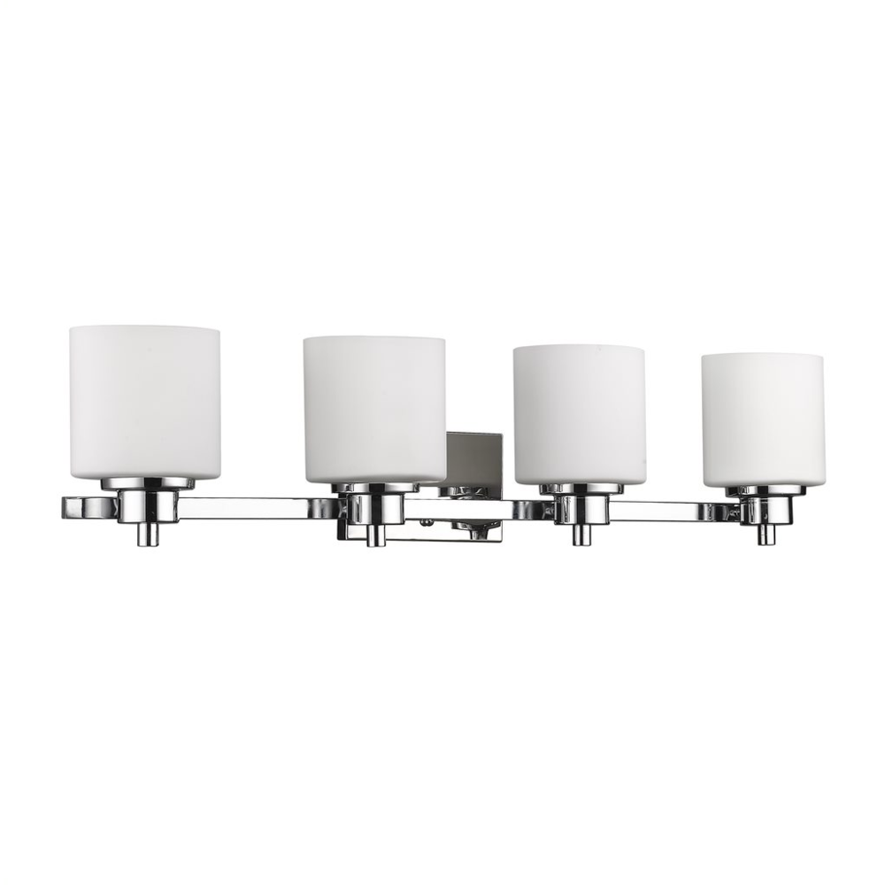 SOLBI Contemporary 4 Light Chrome Finish Bath Vanity Wall Fixture White Alabaster Glass 33" Wide. Picture 1