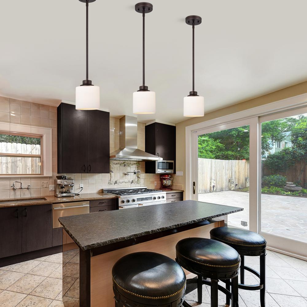 CHLOE Lighting SOLBI Contemporary 1 Light Oil Rubbed Bronze Mini Pendant Ceiling Fixture 6" Wide. Picture 8