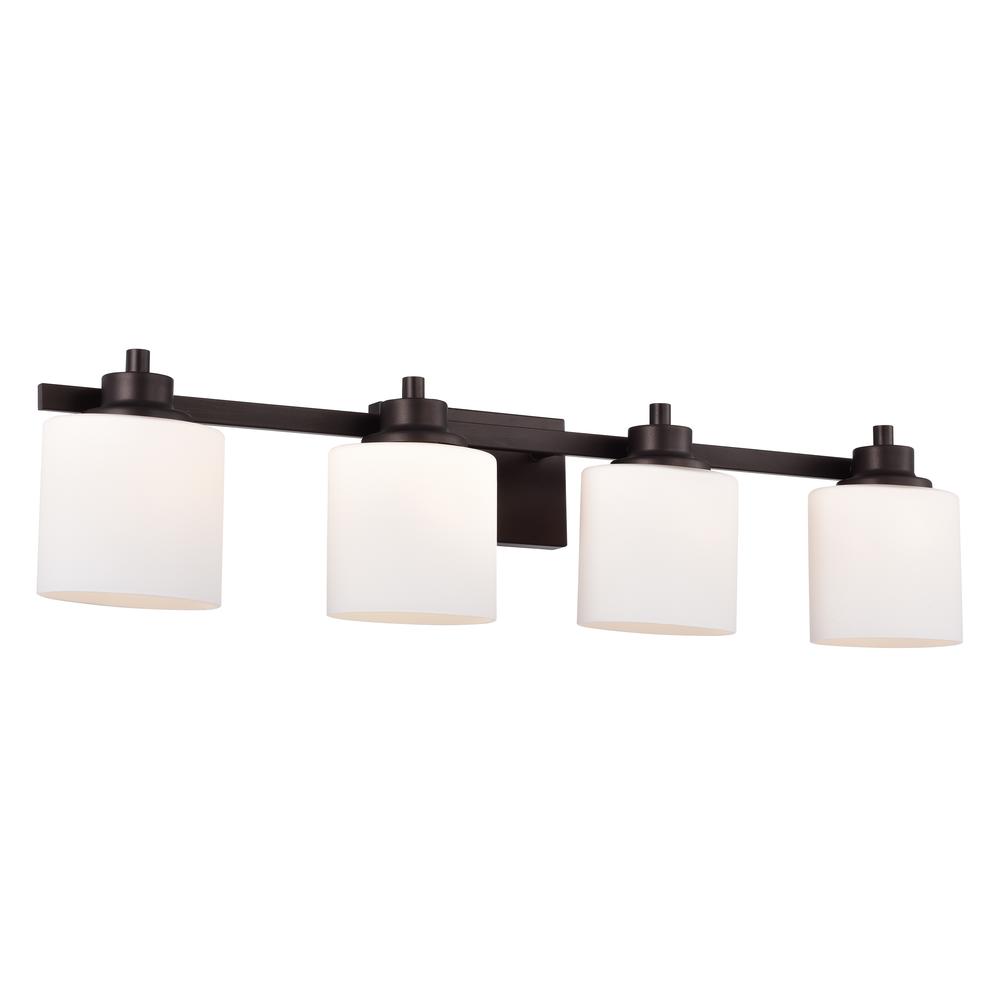 CHLOE Lighting SOLBI Contemporary 4 Light Oil Rubbed Bronze Bath Vanity Fixture 33" Wide. Picture 1