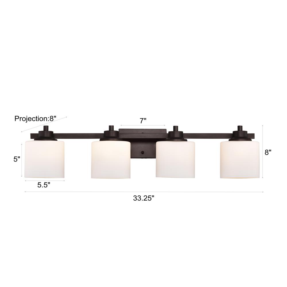 CHLOE Lighting SOLBI Contemporary 4 Light Oil Rubbed Bronze Bath Vanity Fixture 33" Wide. Picture 7