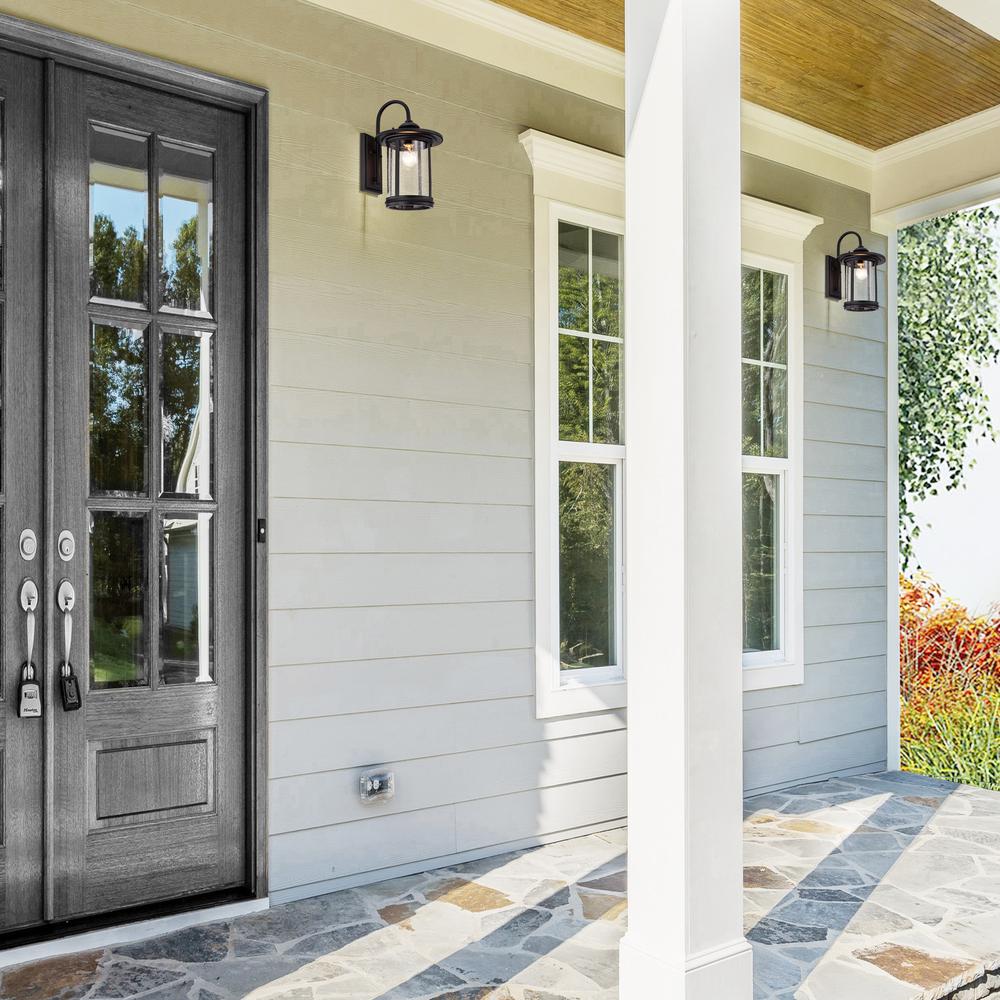 CHLOE Lighting COLE Transitional 1 Light Textured Black Outdoor Wall Sconce 16" Height. Picture 10