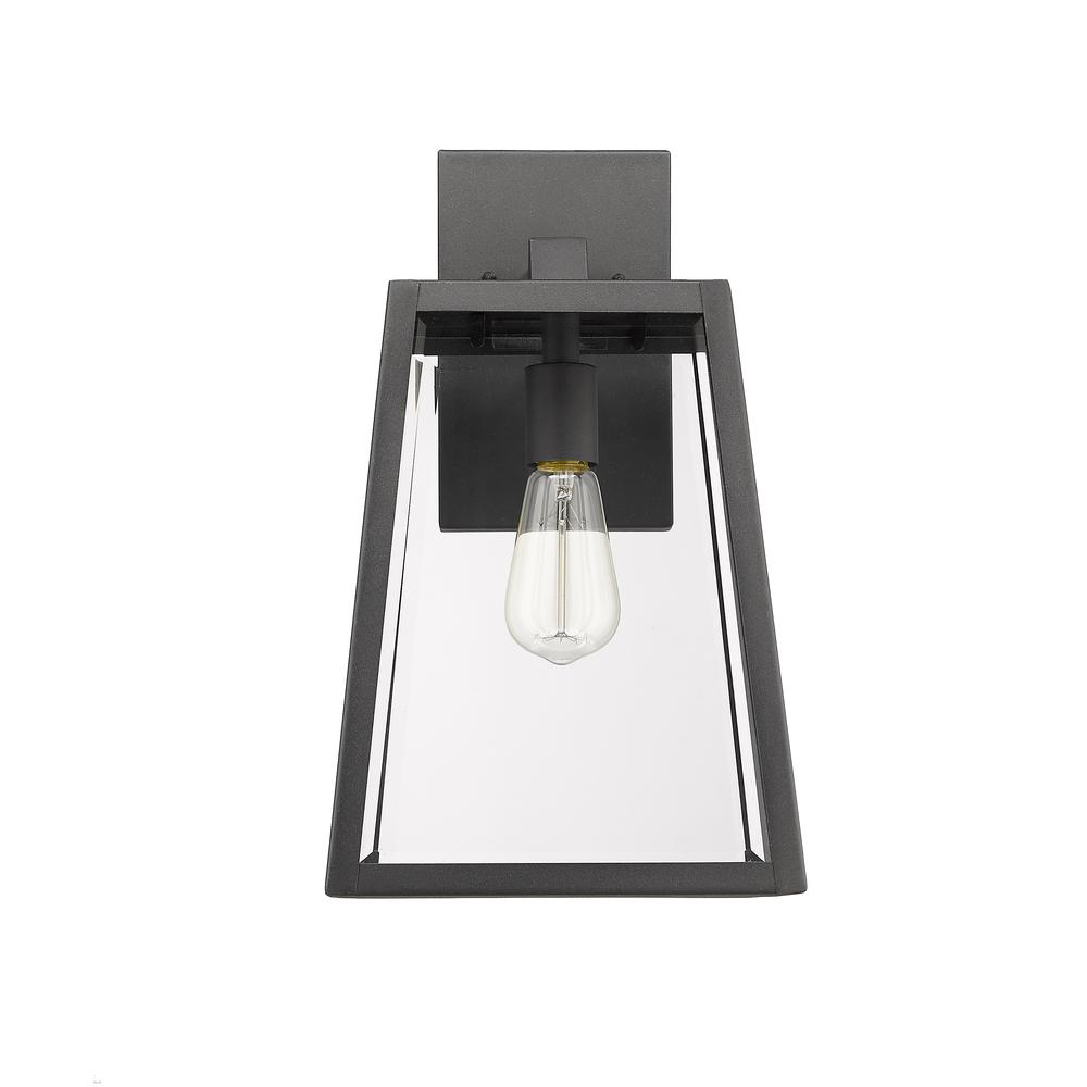 XANDRA Industrial 1 Light Textured Black Outdoor Wall Sconce 16" Tall. Picture 3