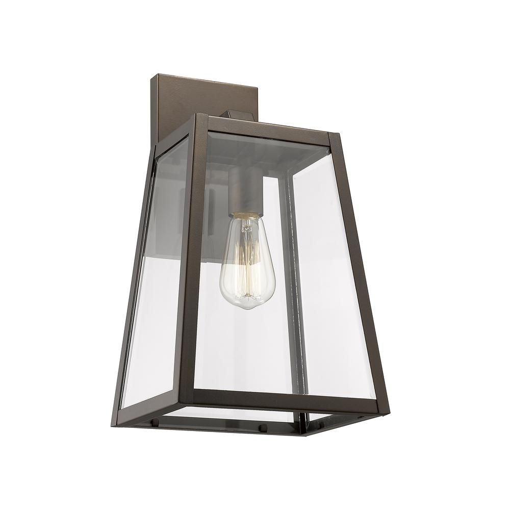 XANDRA Industrial 1 Light Rubbed Bronze Outdoor Wall Sconce 16" Tall. Picture 1