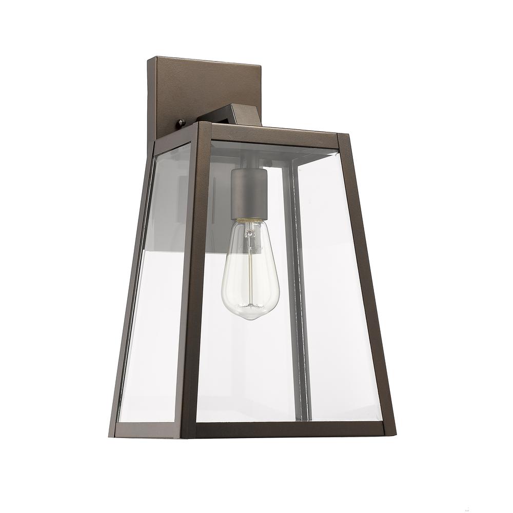 XANDRA Industrial 1 Light Rubbed Bronze Outdoor Wall Sconce 16" Tall. Picture 4